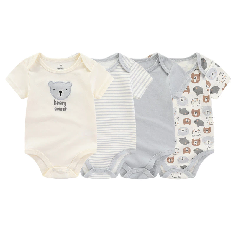 คิดดี้ซูม unisex 4ชิ้นแฟชั่นแขนสั้นการ์ตูนเด็กทารกชุดบอดี้สูทผ้าฝ้าย100% ทารกแรกเกิดเสื้อผ้าเด็กผู้หญิง