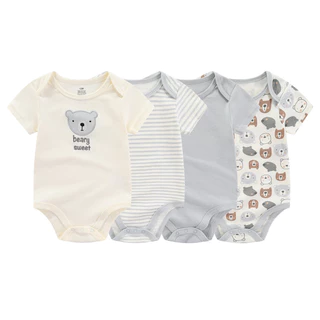 คิดดี้ซูม unisex 4ชิ้นแฟชั่นแขนสั้นการ์ตูนเด็กทารกชุดบอดี้สูทผ้าฝ้าย100% ทารกแรกเกิดเสื้อผ้าเด็กผู้หญิง
