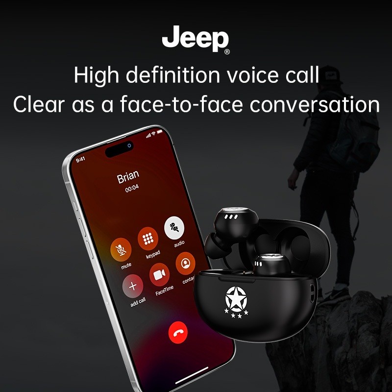 เสียงเพราะ Jeep EW112 หูฟังบลูทูธไร้สาย บลูทูธ 5.4 HD Call ดเสียงรบกวน พร้อมไมโครโฟน สำหรับ Android 