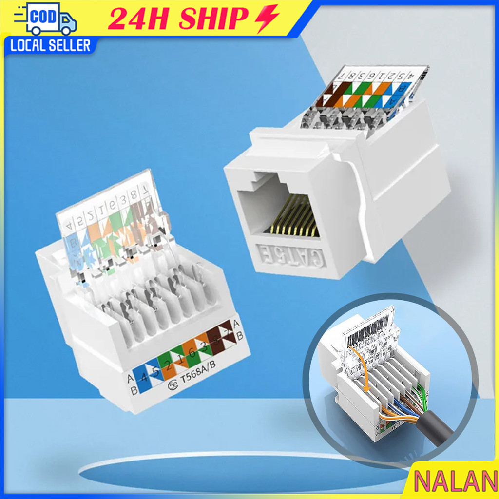 ร้านอยู่กทม.5ชิ้น SETO CAT5e Cat6 RJ45 MODULE หัวแลนตัวเมีย เต้ารับหัวแลนตัวเมีย Lan RJ45 Female CAT5 CAT6 สีขาว กันไฟ
