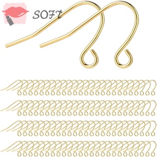 Softness ตะขอต่างหู ลวดเงิน 0.4x0.7 นิ้ว สีทอง 2 สี สําหรับทําเครื่องประดับ DIY 200 ชิ้น