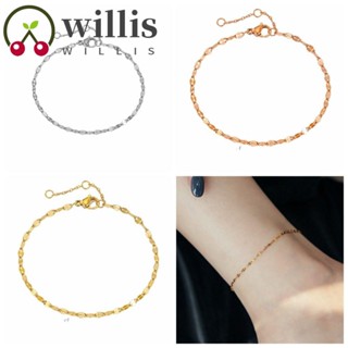 Willis สร้อยข้อเท้าโซ่ ไทเทเนียมเหล็ก รูปคลื่น เรียบง่าย สไตล์เกาหลี เครื่องประดับเท้าเปล่า ชายหาด