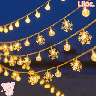 Lilac สายไฟหิ่งห้อย LED รูปเกล็ดหิมะ ใช้แบตเตอรี่ แบบพกพา สําหรับแขวนตกแต่งบ้าน คริสต์มาส DIY