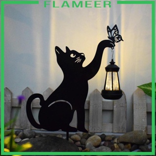 [Flameer] ฟิกเกอร์โคมไฟ รูปแมวดํา ขนาด 55 ซม. สําหรับระเบียง สวน