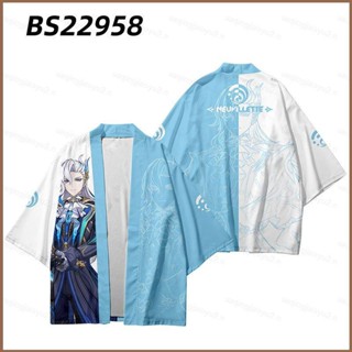 Hqy2 Genshin Impact Neuvillette คอสเพลย์ Haori Kimono อะนิเมะ Unisex เสื้อคลุมลําลอง เสื้อคลุมเครื่องแต่งกาย เสื้อคาร์ดิแกนญี่ปุ่น ขนาดใหญ่