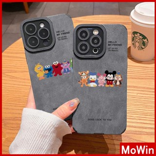 Mowin - เข้ากันได้สำหรับ เคสไอโฟน เคสไอโฟน11 เคส iphone 11หนังนุ่มสีเทากันกระแทกกล้องป้องกันกล้องน่ารักการ์ตูนเมาส์เข้ากันได้กับ iphone 13 pro max 12 pro max 11 xr xs max 7plus 8plus