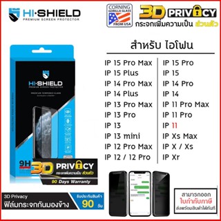 IP ทุกรุ่น Hishield เต็มจอ/3D/Privacy ฟิล์มกระจก กันคนมอง กันเผือก สำหรับ iPhone 15 Pro Max 14 Pro Max 14 Plus 13 Pro...