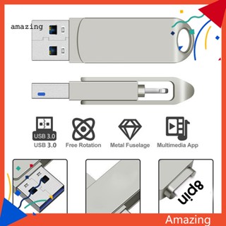 [AM] แฟลชไดรฟ์ USB 30 128GB 256GB 512GB 1TB 4TB 6TB 8TB 16TB หมุนได้ ความเร็วสูง แบบพกพา สําหรับโทรศัพท์มือถือ