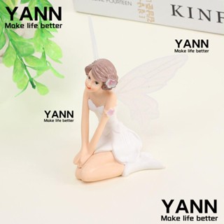 Yann1 ตุ๊กตานางฟ้าบิน ดอกไม้ เรซิ่น ขนาดเล็ก สีขาว ของขวัญคริสต์มาส