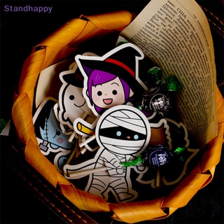 Standhappy ใหม่ การ์ดอมยิ้ม รูปฟักทอง ผี กะโหลกมอนสเตอร์ สําหรับปาร์ตี้ฮาโลวีน 50 ชิ้น