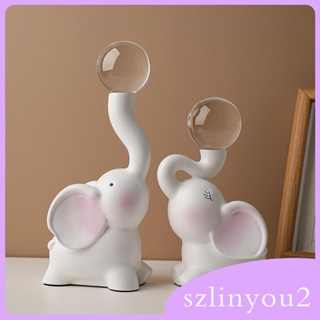 [szlinyou2] ฟิกเกอร์เรซิ่น รูปปั้นช้าง สไตล์โมเดิร์น สําหรับตกแต่งบ้าน ห้องนั่งเล่น ตู้ ชั้นวางหนังสือ 2 ชิ้น