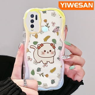 เคสโทรศัพท์มือถือใส แบบนิ่ม กันกระแทก ลายการ์ตูนแมว และดอกไม้ สําหรับ VIVO Y30 Y30i Y50