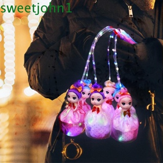 Sweetjohn โคมไฟ LED แบบแขวน พลาสติก เรืองแสง แบบพกพา ของเล่นสําหรับเด็ก