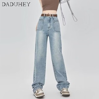 DaDuHey🎈 Korean Style Womens New Jeans Straight Loose Slimming High Waist Fashion Casual Straight-Leg Wide Leg Pants