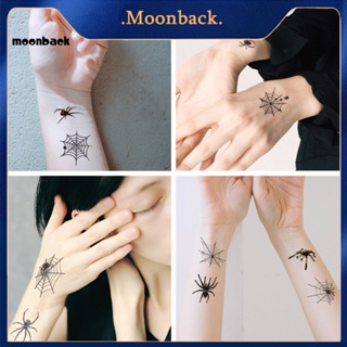 &lt;moonback&gt; สติกเกอร์รอยสักชั่วคราว ลายแมงมุม กันน้ํา ทนทาน สําหรับตกแต่งฮาโลวีน 10 ชิ้น ต่อชุด