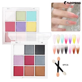 Flospring ชุดผงกระจกโครเมี่ยม 9 สี สําหรับตกแต่งเล็บ 1 กล่อง