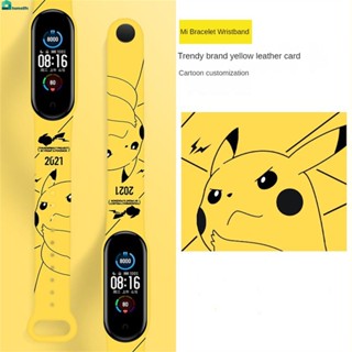 สำหรับ Mi Band 5/6/7สายพิมพ์ Pikachu Series Cartoon Mi Band Wristband Home home home