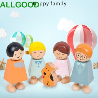 Allgoods ชุดของเล่นตัวต่อไม้ รูปตัวละคร Montessori ขนาดเล็ก สีสันสดใส สําหรับครอบครัว แม่ และลูก 5 ชิ้น ต่อชุด