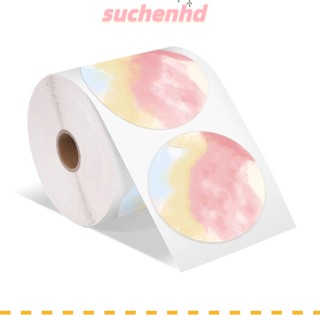 Suchenhd ฉลากสติกเกอร์ความร้อน กระดาษ 2*2 นิ้ว ทรงกลม ลายโลโก้ อเนกประสงค์ ป้ายชื่อ การ์ดขอบคุณ