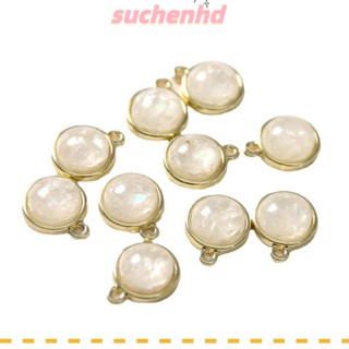 Suchenhd จี้รูปเปลือกหอย ทรงกลม แบน สีขาว 15X12 มม. ขอบทอง สําหรับทําเครื่องประดับ สร้อยคอ สร้อยข้อมือ ต่างหู 20 ชิ้น