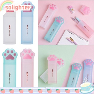 SOLIGHTER กระเป๋าดินสอ กระเป๋าเครื่องเขียน ลายการ์ตูนอุ้งเท้าแมว แบบสร้างสรรค์