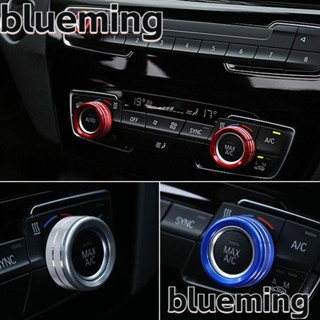 Blueming2 แหวนลูกบิดเครื่องปรับอากาศรถยนต์ สีแดง ฟ้า เงิน สําหรับ BMW 1 2 3 4 Series