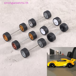 Strongaroetrtu อะไหล่ยางล้อรถแข่ง พร้อมแกนล้อ 1:64 DIY 1 ชุด