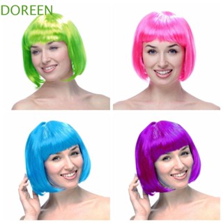 Doreen วิกผมบ๊อบสั้น ตรง สีชมพู ธรรมชาติ สีฟ้า เหมาะกับงานปาร์ตี้ คอสเพลย์ แฟชั่นสําหรับผู้หญิง