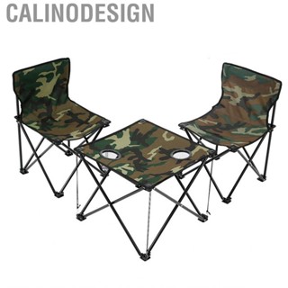 Calinodesign Folding Camping Table Chairs  Oxford Cloth Large Load Bearing Camouflage Pattern Roll Up Outdoor for Fishing