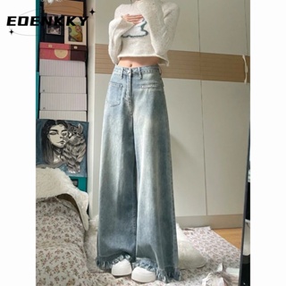 EOENKKY กางเกงขายาว กางเกงยีสน์ผู้หญิง ทรงหลวม ๆ ตรง Retro Hip Hop Pants 2023 NEW Style WNK2390662 36Z230909