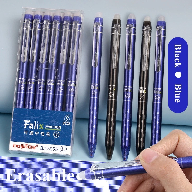 ชุดปากกาเจลลบได้ พร้อมไส้ปากกา 0.5 มม. หมึกเจล สีดํา และสีน้ําเงิน สําหรับสํานักงาน