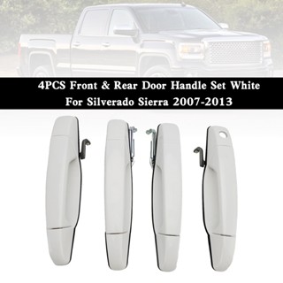 ชุดมือจับประตู ด้านหน้า และด้านหลัง สีขาว สําหรับ Silverado Sierra 2007-2013 4 ชิ้น