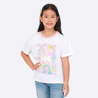 LEE KIDS เสื้อยืดแขนสั้นเด็กผู้หญิง คอลเลคชั่น Mini Artist ทรง OVERSIZE รุ่น LK S423GTSSN18 สีขาว