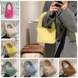 Lombard กระเป๋าถือ กระเป๋าสะพายไหล่ ทรงโท้ท ขนาดเล็ก สีพื้น สไตล์เกาหลี สําหรับเด็กผู้หญิง