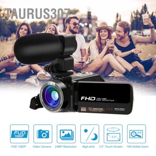 Taurus307 3.0 นิ้วหน้าจอสัมผัส HD 1080P 24 MP กล้องวิดีโอดิจิตอลกล้อง 16X ซูมรีโมทคอนโทรล