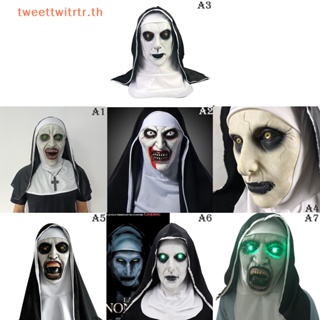 Trwitr หน้ากากยาง รูป The Horror Scary Nun น่ากลัว พร้อมผ้าพันคอ สําหรับแต่งคอสเพลย์ฮาโลวีน