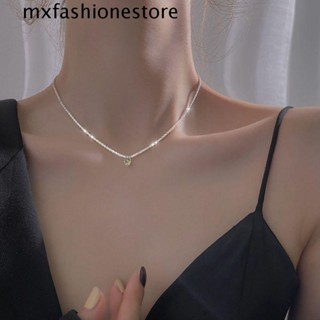 Mxfashione สร้อยคอโซ่เงิน ยิปโซ สีเขียว สไตล์เกาหลี หรูหรา เครื่องประดับ สําหรับผู้หญิง