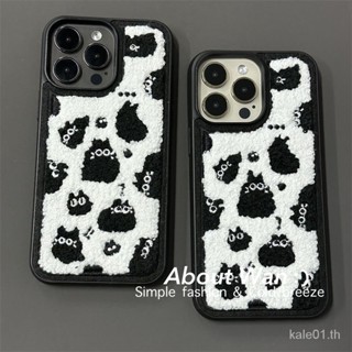 เคสป้องกันโทรศัพท์มือถือ ผ้ากํามะหยี่ขนนิ่ม ปักลายแมวดํา สําหรับ iPhone 14promax 13 12 11