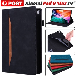 เคสหนัง ฝาพับ กันกระแทก พร้อมช่องใส่บัตร และขาตั้ง สําหรับ Xiaomi Pad 6 Max 14 นิ้ว 2023