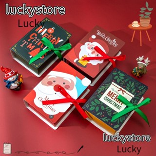 Lucky กล่องกระดาษบรรจุภัณฑ์ ทรงสี่เหลี่ยมผืนผ้า หลากสี สําหรับใส่ของขวัญคริสต์มาส 5 ชิ้น ต่อล็อต