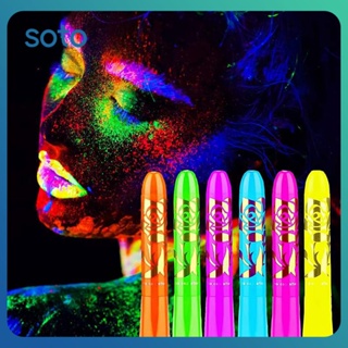 ♫ 12 ชิ้น/เซ็ต Luminous Face Paint Kit Crayons Fluorescent Makeup Marker ปลอดสารพิษล้างทำความสะอาดได้ Crayon Fluorescent Makeup Marker