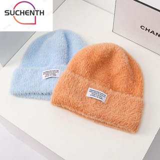 Suchenth หมวกถักนิตติ้ง ให้ความอบอุ่น คุณภาพสูง สีพื้น สไตล์ฮิปฮอป สําหรับผู้หญิง