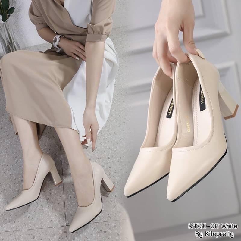 kiteprtty รุ่น K9730  รองเท้าคัทชูแฟชั่นผู้หญิง ใส่ทำงาน หัวแหลม ส้นสูง 3 นิ้ว หนังนิ่ม อัพเกรด