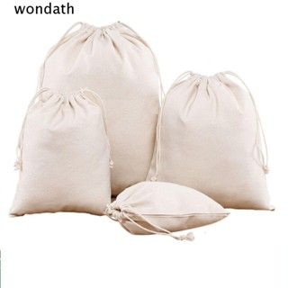 Wonda ถุงผ้าฝ้าย แบบผูกเชือก ธรรมดา ถุงเก็บอาหาร ถุงเก็บผ้าฝ้าย