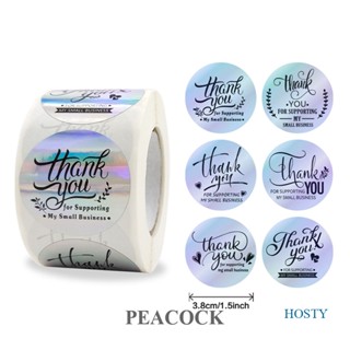 Pea สติกเกอร์โฮโลแกรม ลาย Thank You สีรุ้ง สําหรับติดตกแต่ง 500 ชิ้น