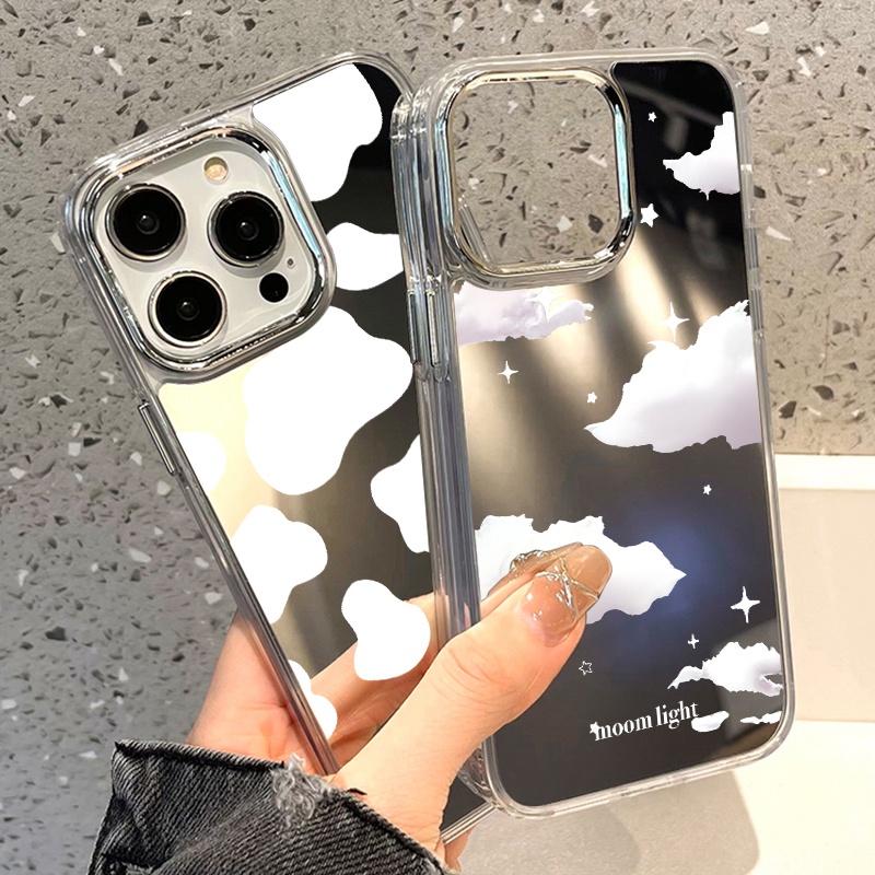 มีสินค้า+COD กราฟฟิตี้ไป่หยุน เคสโทรศัพท์มือถือกันกระแทก TPU แบบนุ่มพร้อมกระจกแต่งหน้า For iPhone 11 14 15 12 13 Pro Max