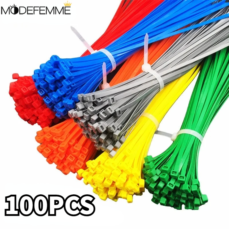 100 ชิ้น ที่มีสีสัน ไนล่อน เคเบิลไทร์ / โฮมออฟฟิศ รัด ห่วง จัดระเบียบสายเคเบิล / อเนกประสงค์ ล็อคตัวเอง พลาสติก ลวดไทร์ / นํากลับมาใช้ใหม่ได้ ล็อคตัวเอง สายรัด /
