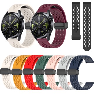 สายนาฬิกาข้อมือซิลิโคน หัวเข็มขัดแม่เหล็ก สีแคนดี้ สําหรับ Huawei Watch GT3 SE GT2 GT2e Watch4 Watch3 Pro GT 2 3 4 2e 42 มม. 43 มม. 46 มม.