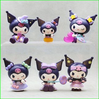 Yb2 โมเดลฟิกเกอร์ Sanrio Kuromi Action Figure Magic Hat Candy Halloween 6 ชิ้น สําหรับเด็ก เก็บสะสม BY2