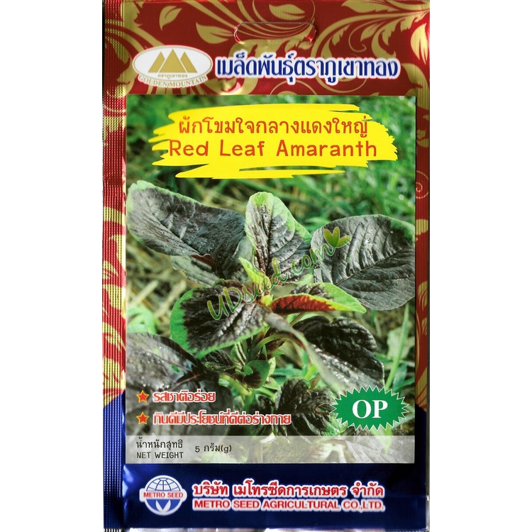 เมล็ดผักโขม ใจกลางแดงใหญ่ Red Leaf Amaranth MT/OP-055 เมล็ดพันธุ์ผักโขม เมล็ดพันธุ์ผัก ตราภูเขาทอง
